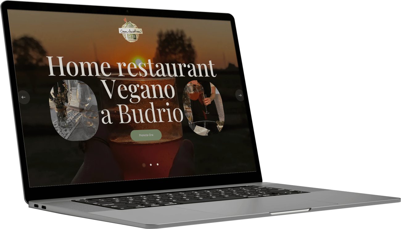 Progetti siti web - Laptop sito ristorante vegano menu prenotazioni